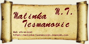 Malinka Tešmanović vizit kartica